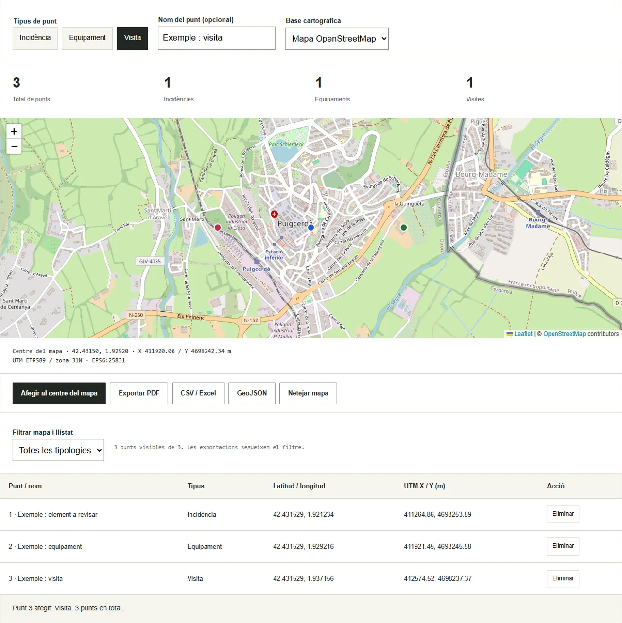 Captura de la demo. Cartografia © OpenStreetMap contributors.